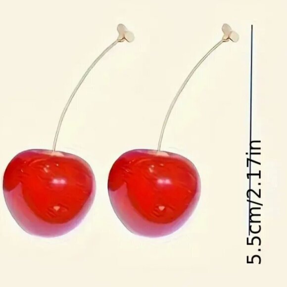 Women's Earrings Chic Cherry Stud Earrings - Fashionable & Versatile, - Picture 3 of 5